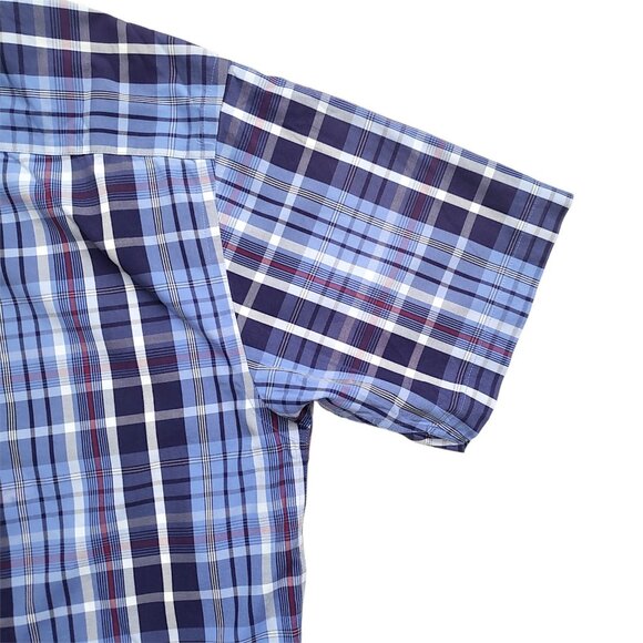 Orvis Shirt Mens Large Blue Plaid Short Sleeve Button Down Vintage - Picture 6 of 13